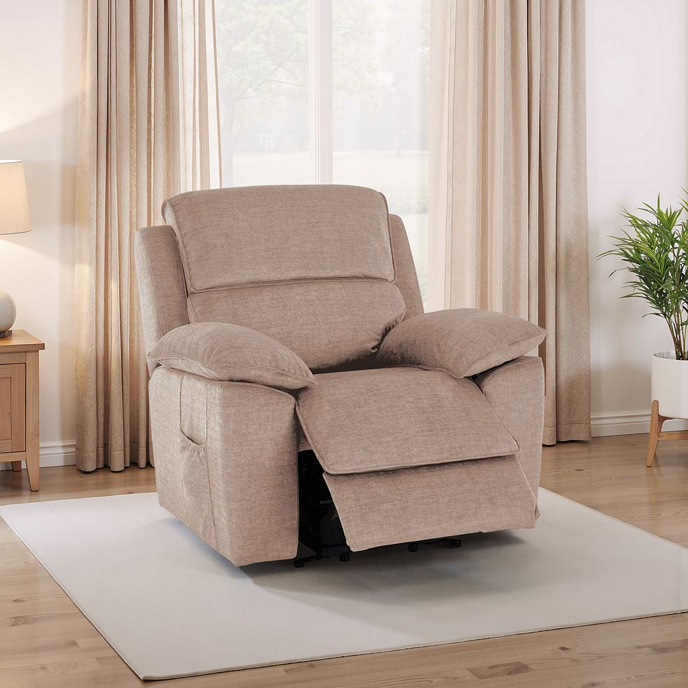 Goodwood Electric Riser Recliner Armchair in Plush Beige 1