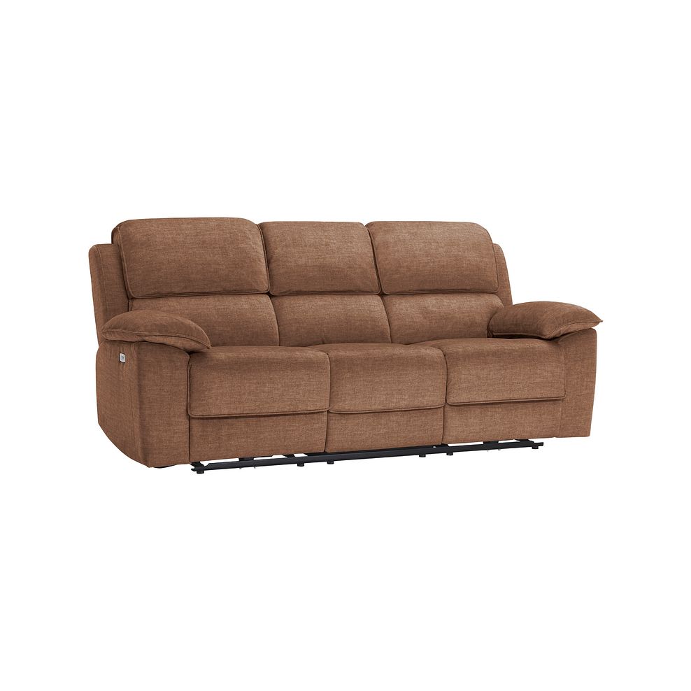 Goodwood Plush Brown Fabric 3 Seater Electric Recliner Sofa