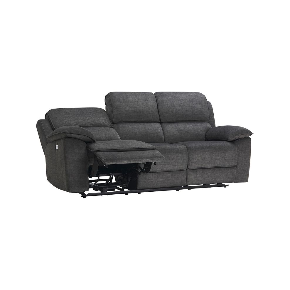 Goodwood Plush Charcoal Fabric 3 Seater Electric Recliner Sofa 4