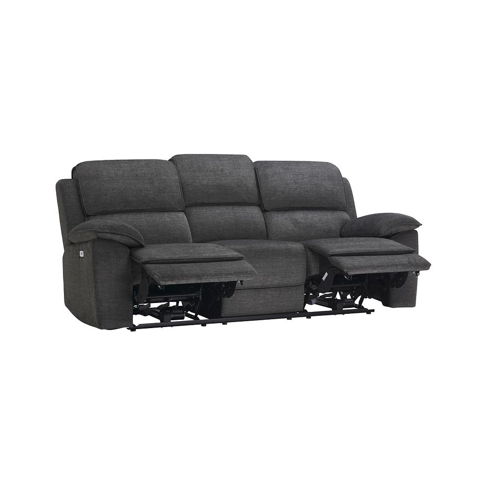 Goodwood Plush Charcoal Fabric 3 Seater Electric Recliner Sofa 5