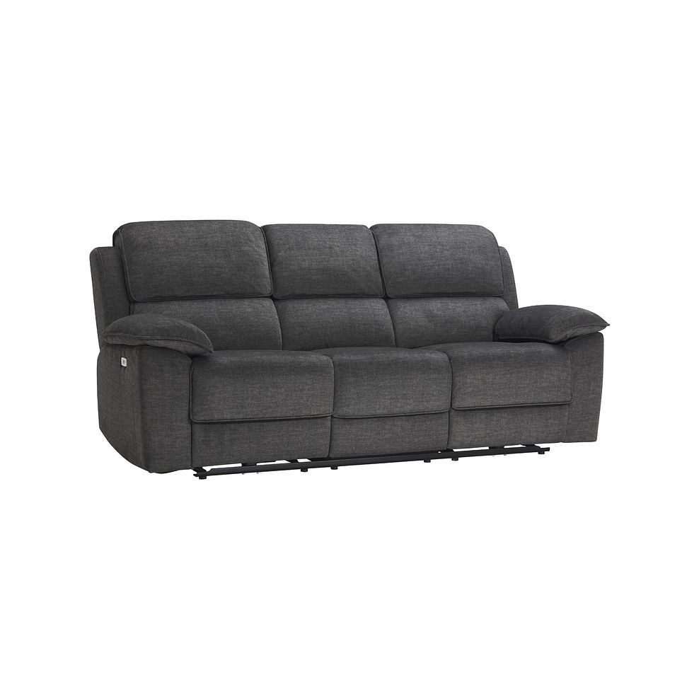 Goodwood Plush Charcoal Fabric 3 Seater Electric Recliner Sofa 1