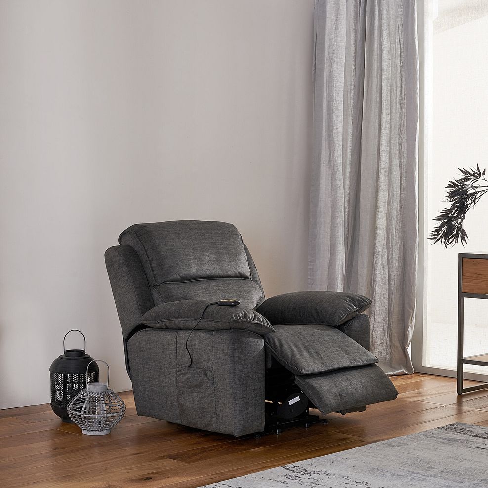 Goodwood Electric Riser Recliner Armchair in Plush Charcoal 3