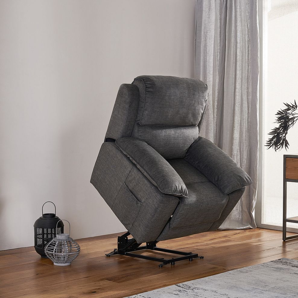 Goodwood Electric Riser Recliner Armchair in Plush Charcoal 1