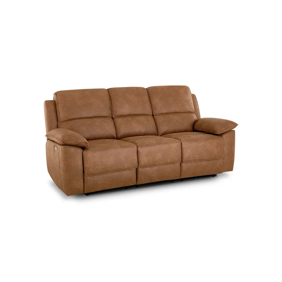 Goodwood Ranch Brown Fabric  3 Seater Electric Recliner Sofa