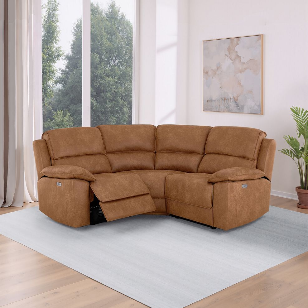 Goodwood Electric Reclining Modular Group 1 in Ranch Brown Fabric 1