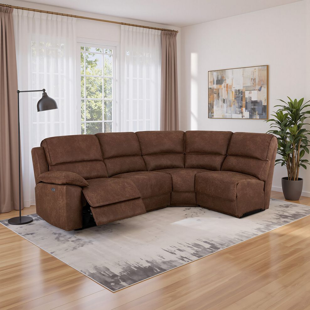 Goodwood Electric Reclining Modular Group 4 in Ranch Brown Fabric 1