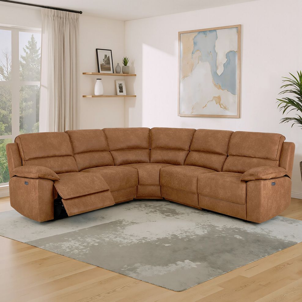 Goodwood Electric Reclining Modular Group 3 in Ranch Brown Fabric 1