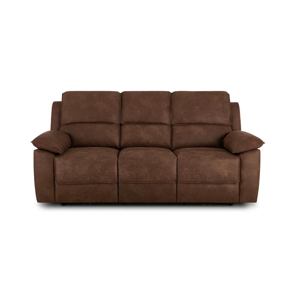 Goodwood Ranch Dark Brown Fabric 3 Seater Electric Recliner Sofa 2