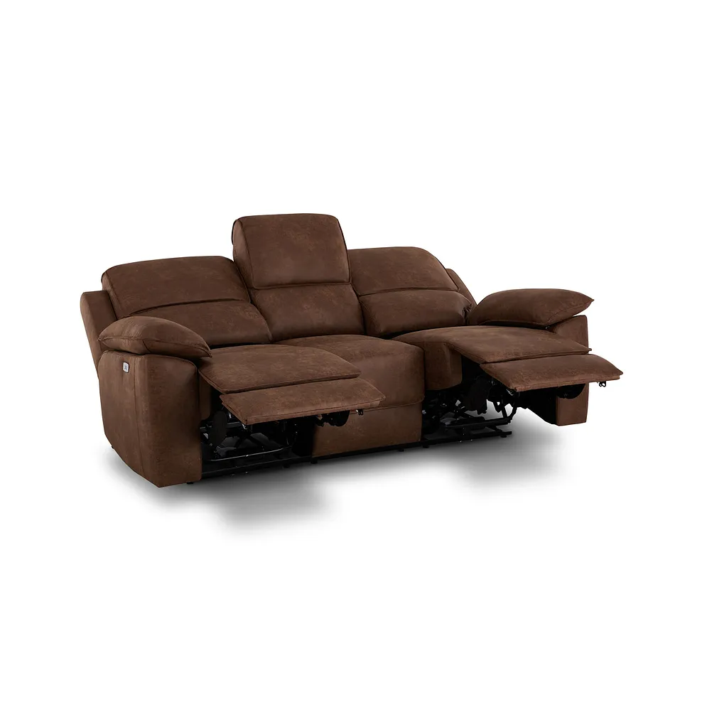 Goodwood Ranch Dark Brown Fabric 3 Seater Electric Recliner Sofa 5