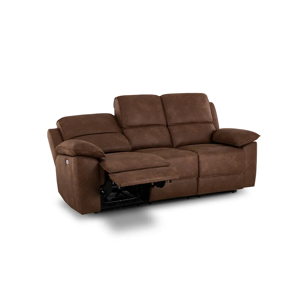 Goodwood Ranch Dark Brown Fabric 3 Seater Electric Recliner Sofa 4