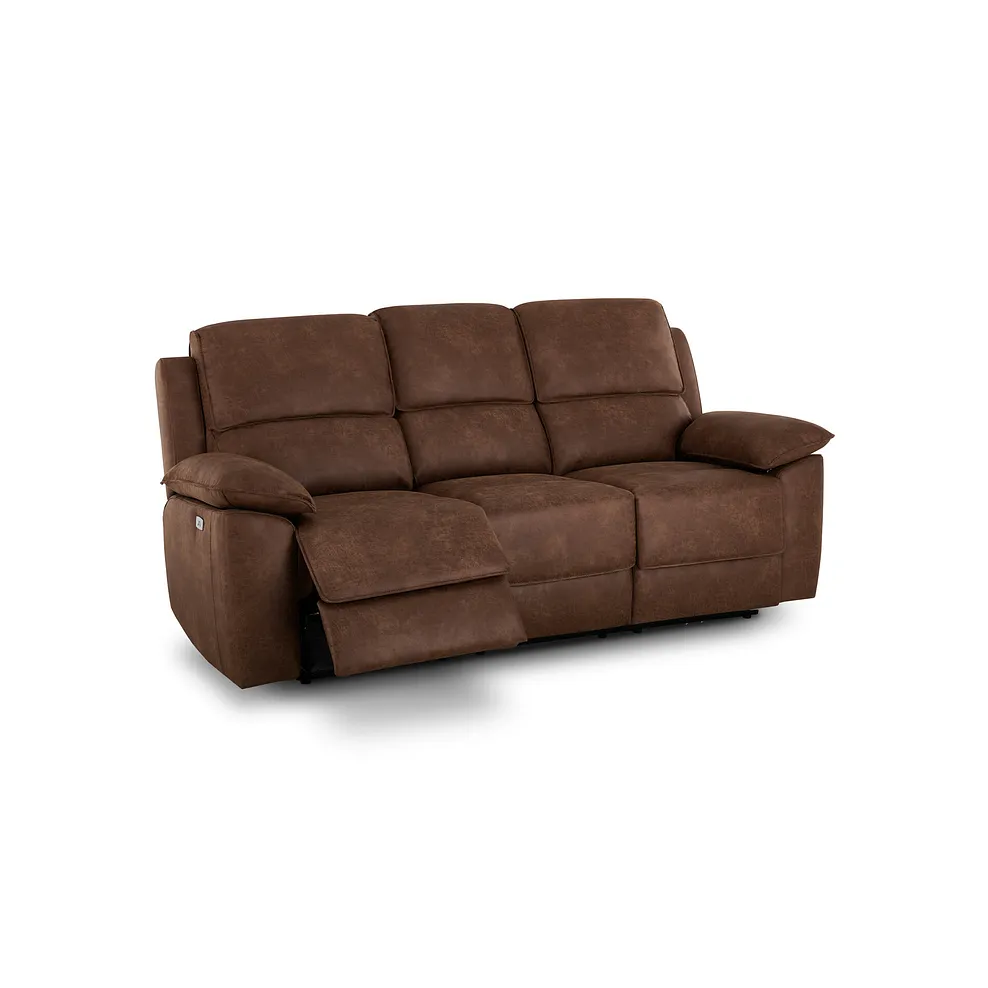 Goodwood Ranch Dark Brown Fabric 3 Seater Electric Recliner Sofa 3