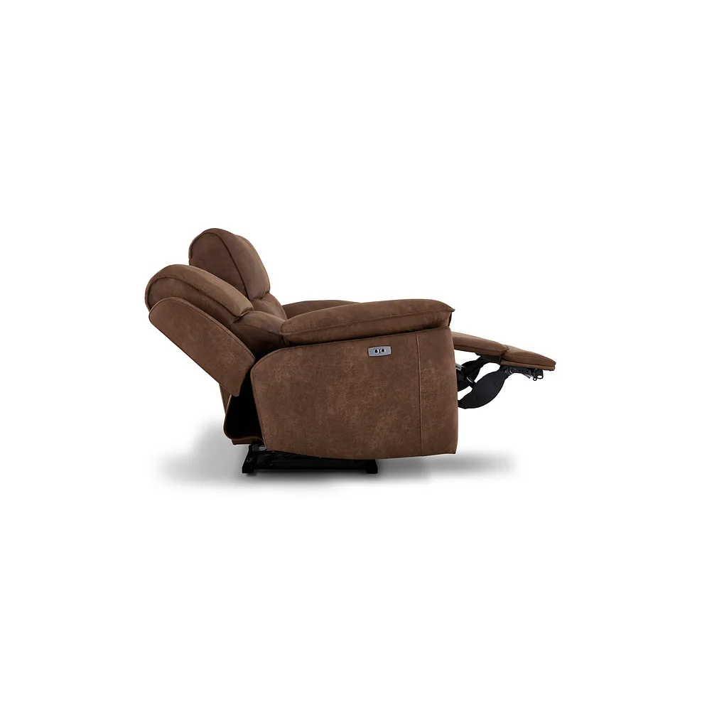 Goodwood Ranch Dark Brown Fabric 3 Seater Electric Recliner Sofa 8