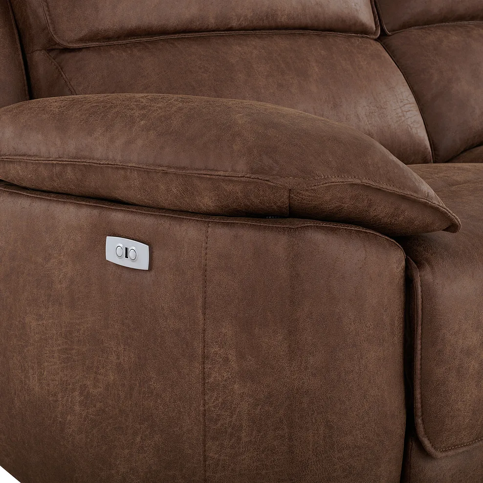 Goodwood Ranch Dark Brown Fabric 3 Seater Electric Recliner Sofa 12