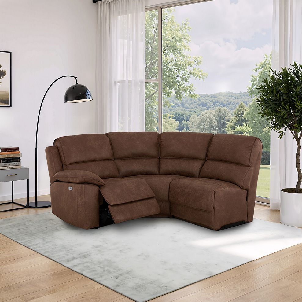 Goodwood Electric Reclining Modular Group 6 in Ranch Dark Brown Fabric 1