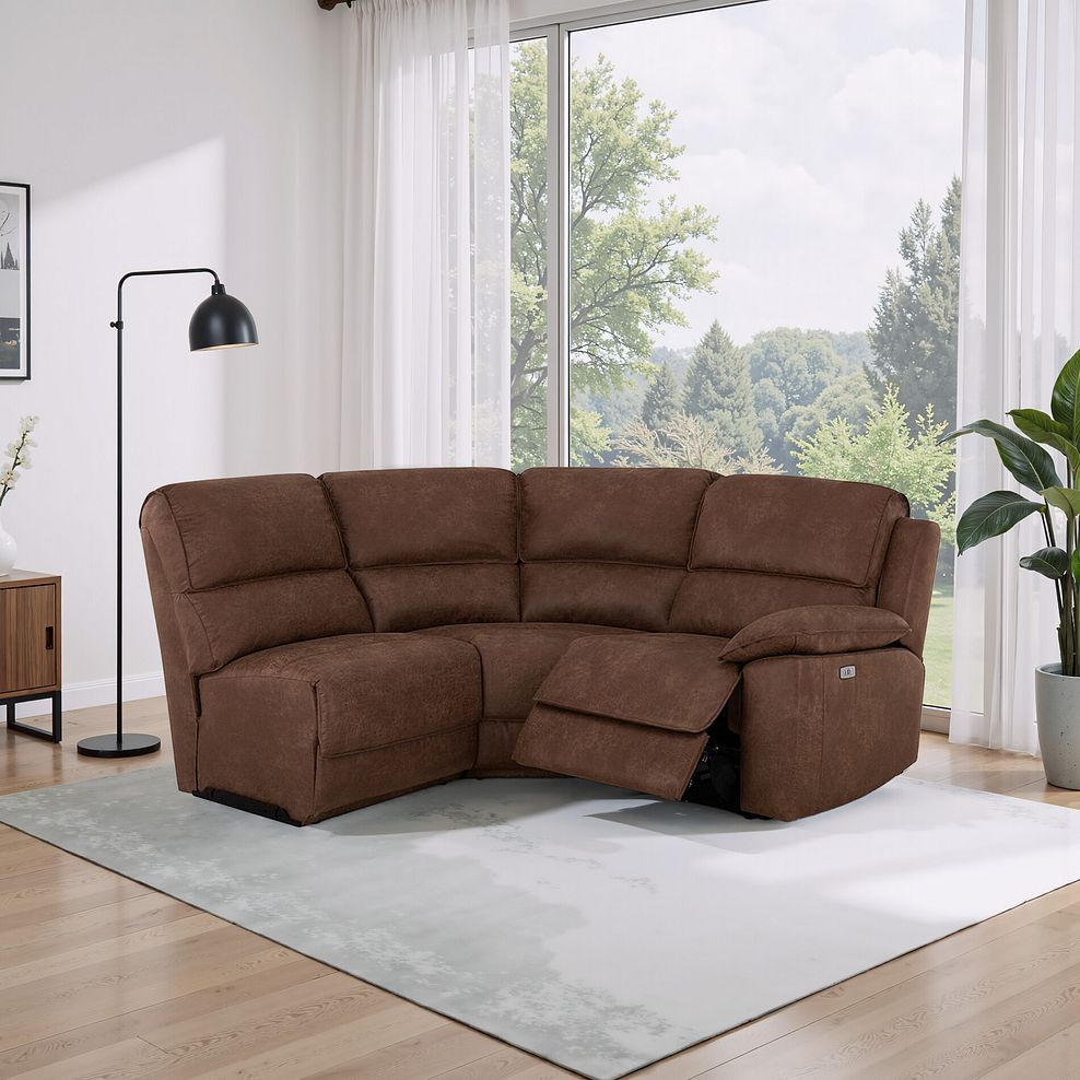 Goodwood Electric Reclining Modular Group 7 in Ranch Dark Brown Fabric 1