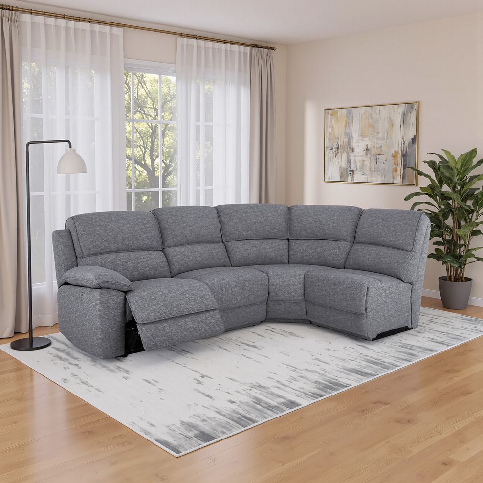 Goodwood Electric Reclining Modular Group 4 in Ranch Dark Brown Fabric 1