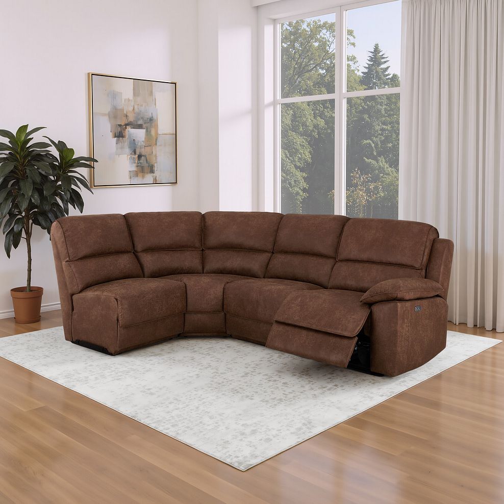 Goodwood Electric Reclining Modular Group 5 in Ranch Dark Brown Fabric 1