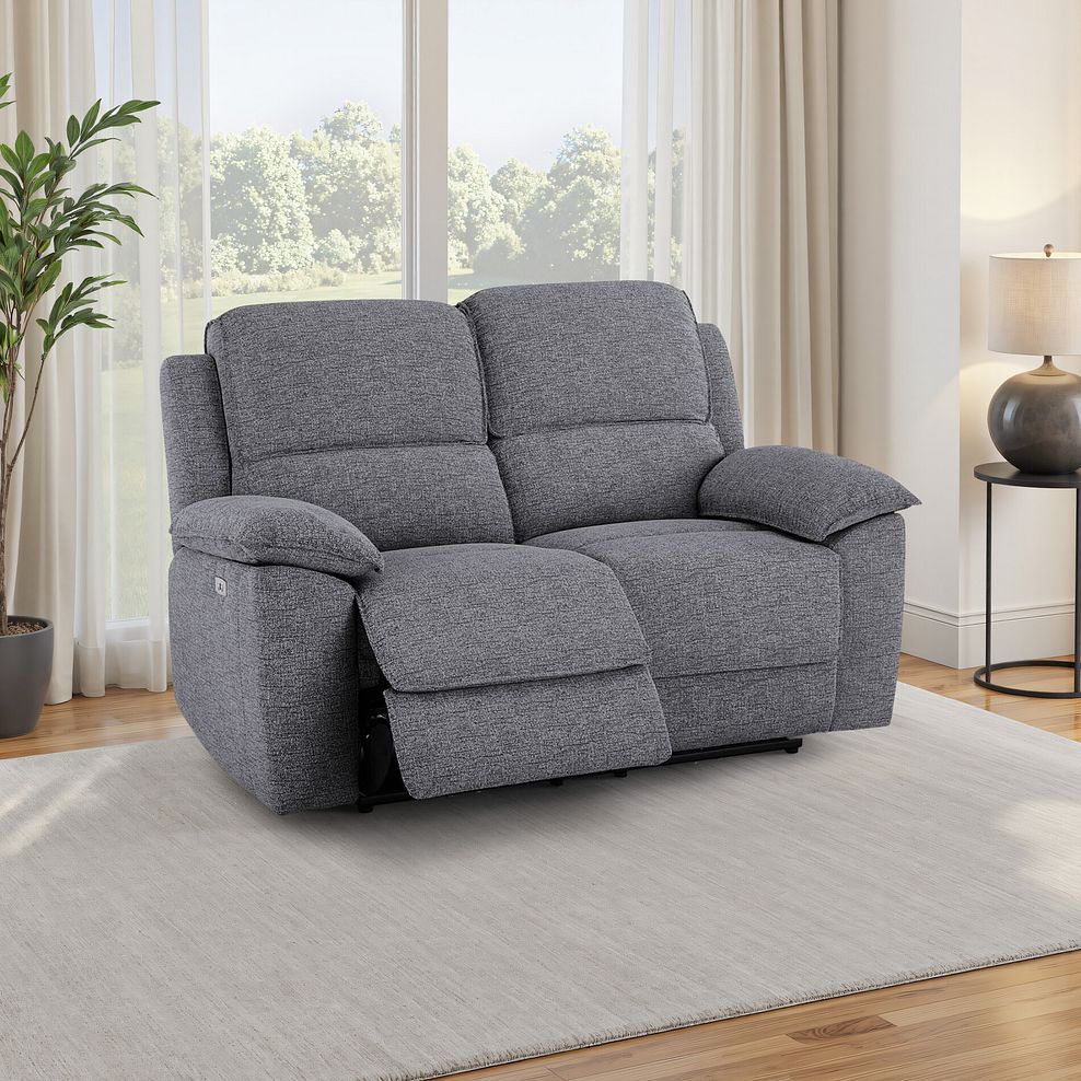 Goodwood Santos Steel 2 Seater Electric Recliner Sofa 1