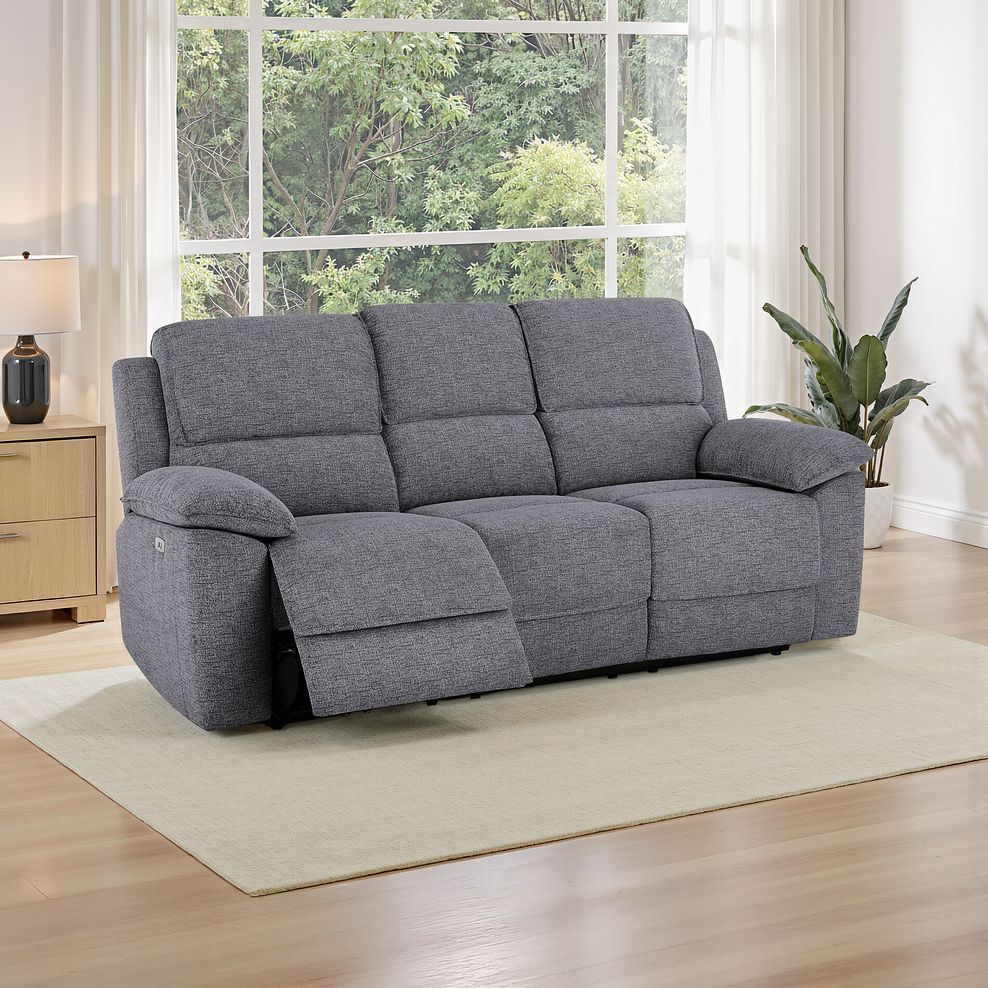 Goodwood Santos Steel 3 Seater Electric Recliner Sofa 1