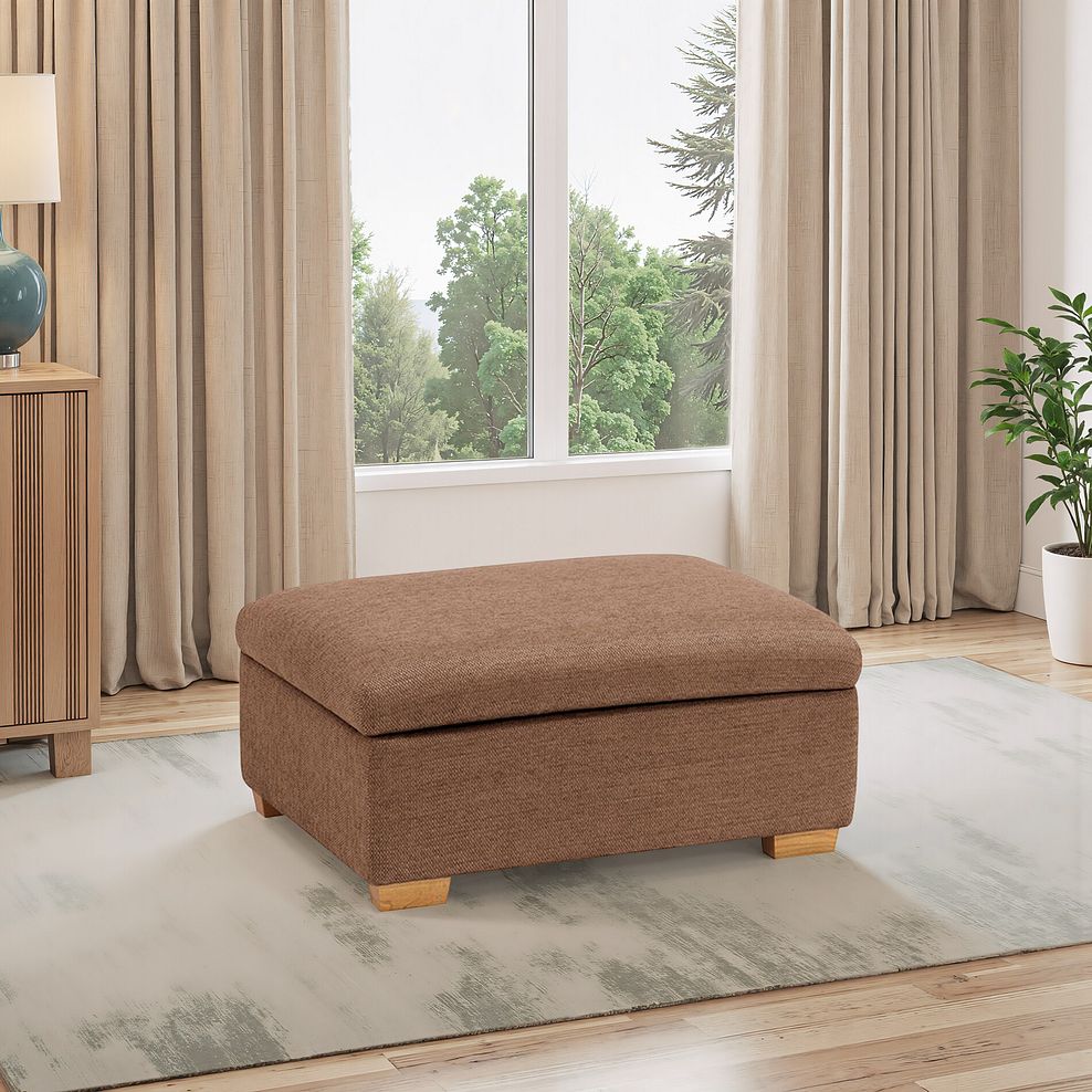 Goodwood Storage Footstool in Plush Brown Fabric 1
