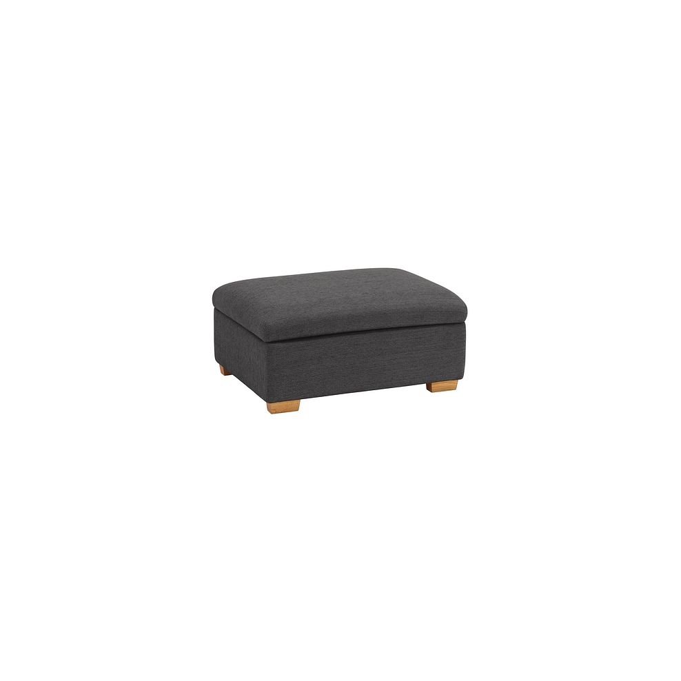 Goodwood Storage Footstool in Plush Charcoal Fabric 1