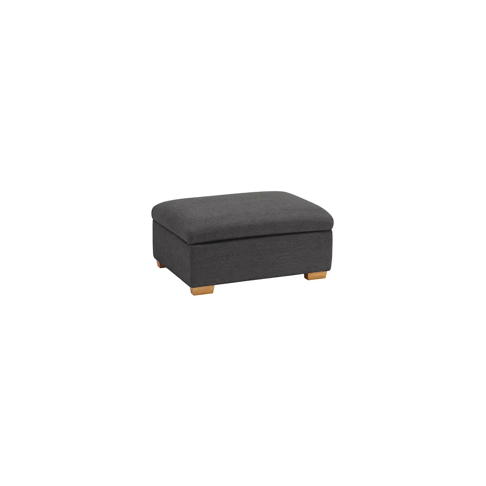 Goodwood Storage Footstool in Plush Charcoal Fabric