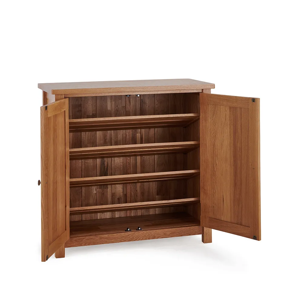 Greenwich Natural Solid Oak Shoe Storage Cabinet 6