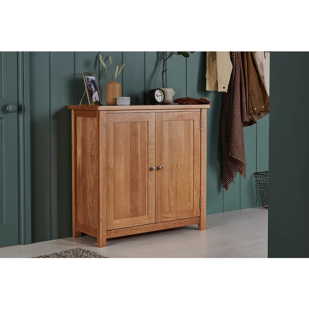 Greenwich Natural Solid Oak Shoe Storage Cabinet 3