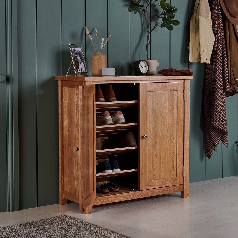 Greenwich Natural Solid Oak Shoe Storage Cabinet 2
