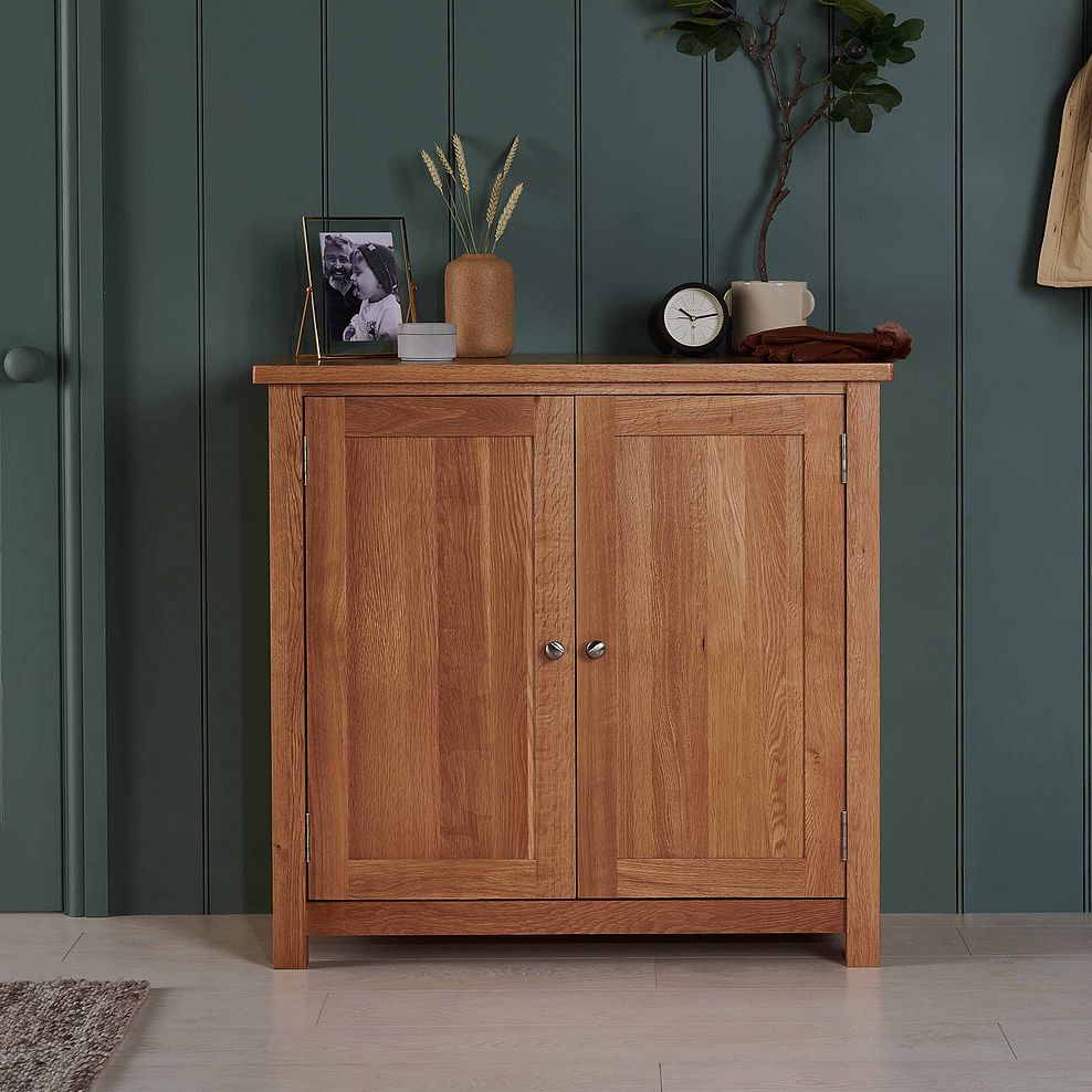 Greenwich Natural Solid Oak Shoe Storage Cabinet 1