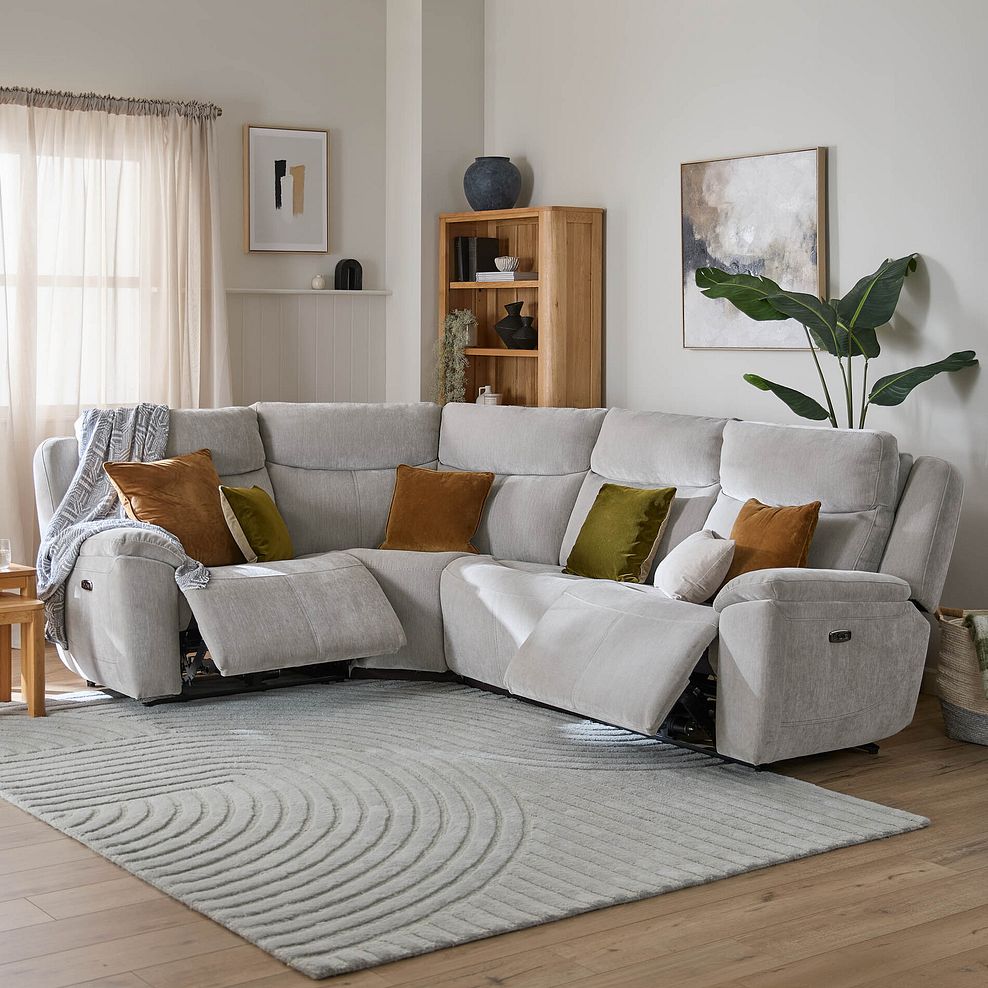 Hadley Right Hand Corner Electric Recliner Sofa with Power Headrests  in Amigo Dove Fabric 1