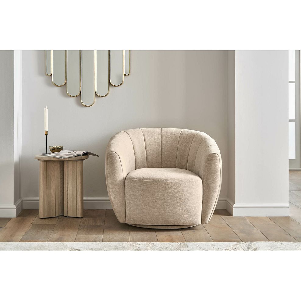 Halle Swivel Chair in Chenille Linen Fabric 1