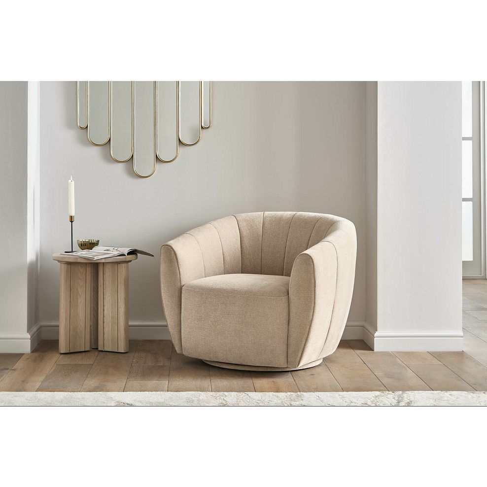 Halle Swivel Chair in Chenille Linen Fabric 2