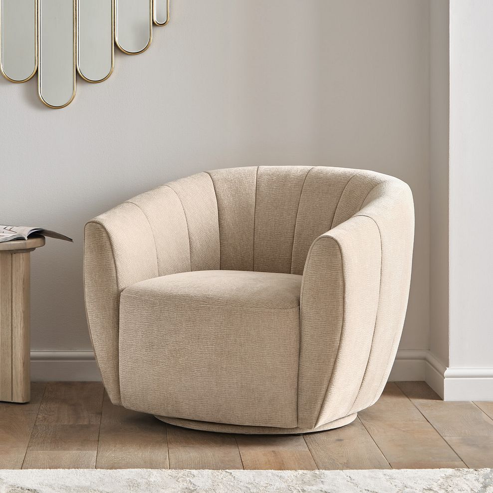 Halle Swivel Chair in Chenille Linen Fabric 1