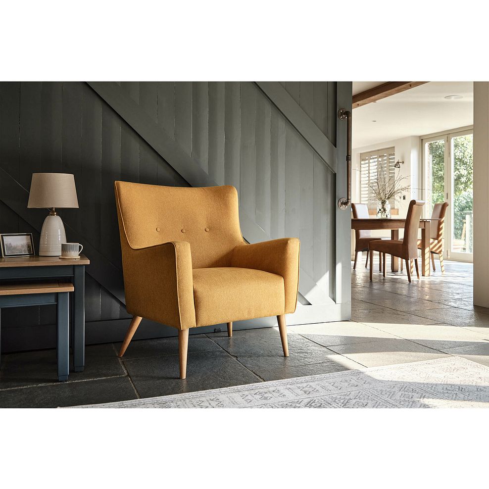 Harris Accent Chair in Linen Mustard Fabric 1