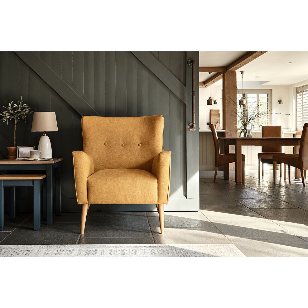 Harris Accent Chair in Linen Mustard Fabric 2
