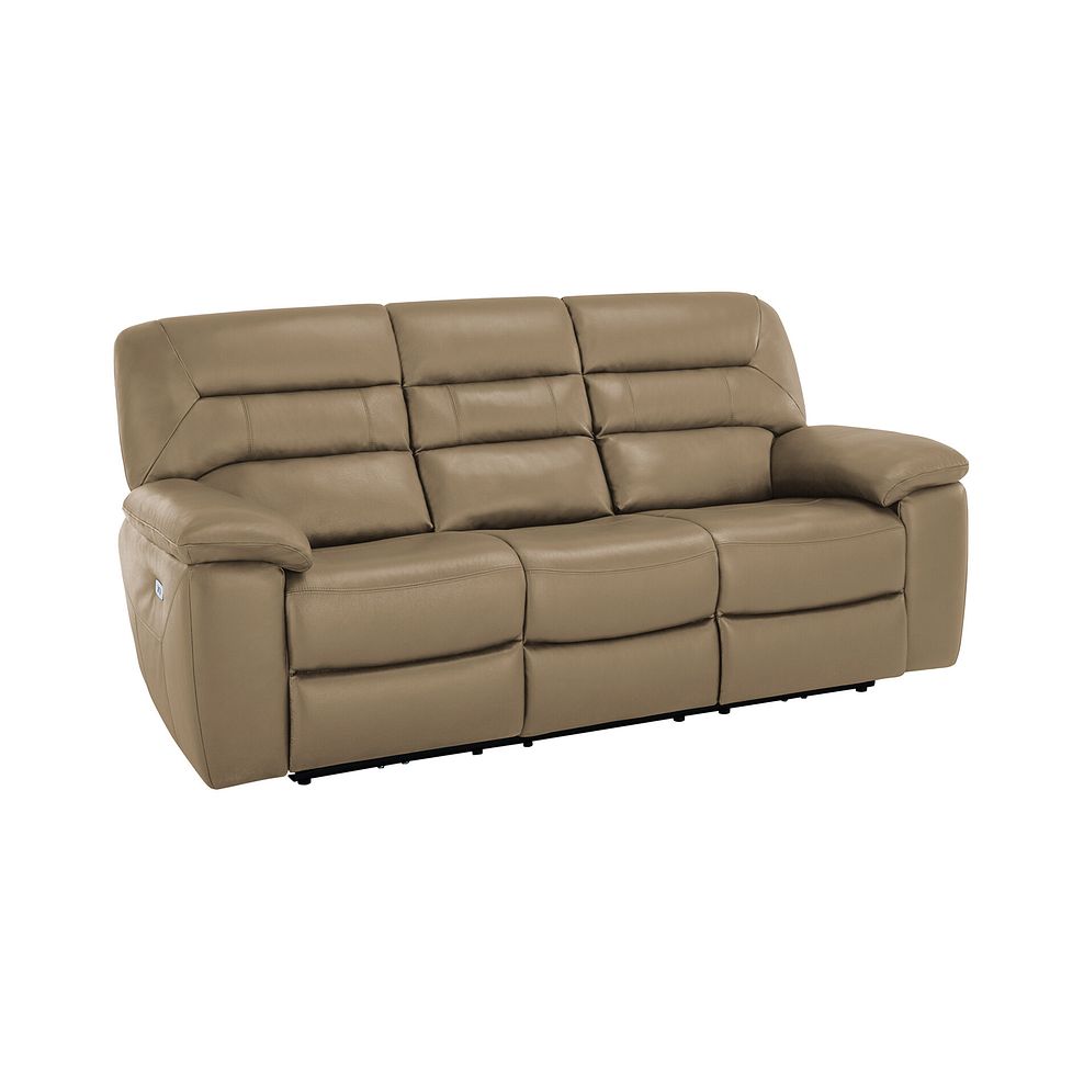 Hastings 3 Seater Electric Recliner Sofa in Beige Leather 1