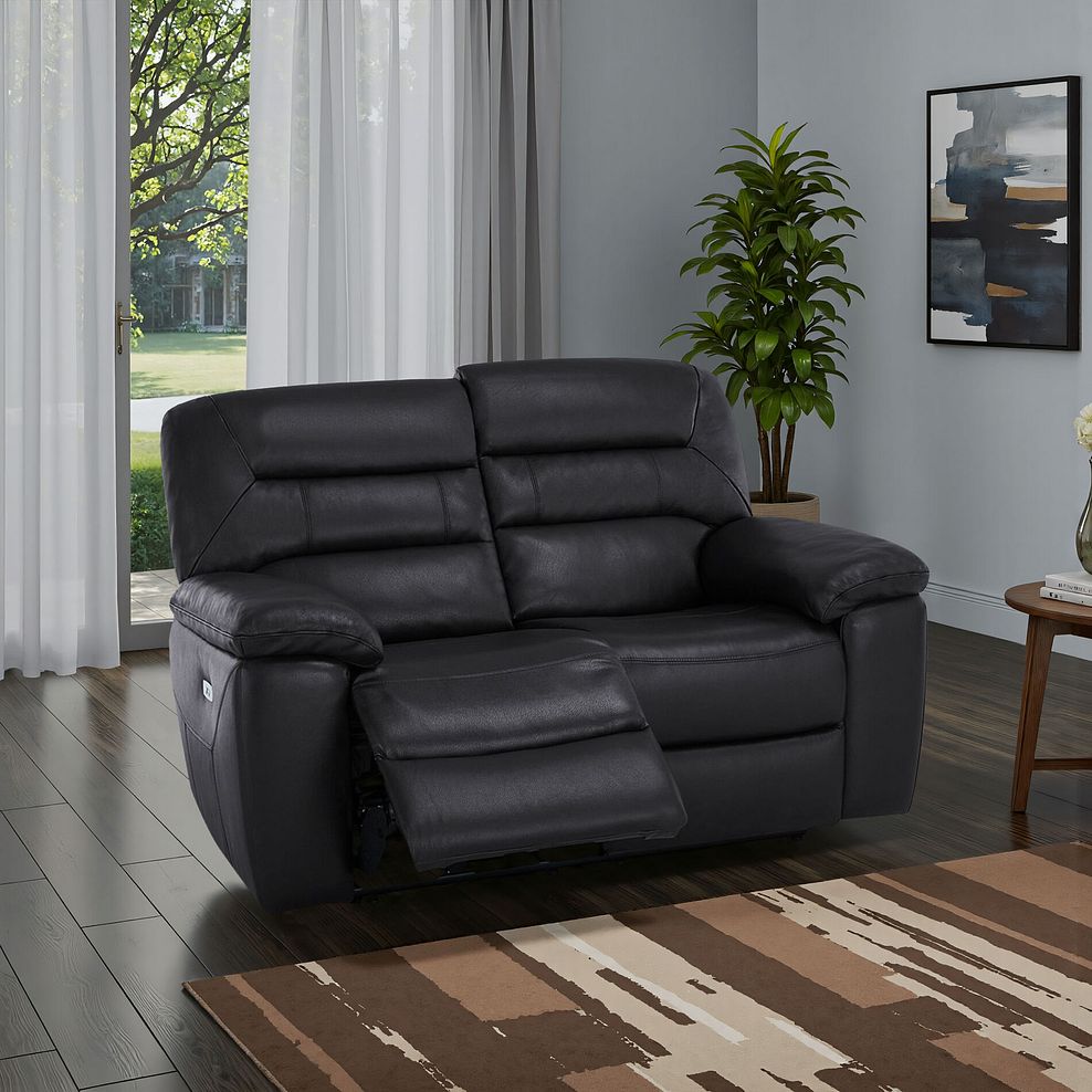 Hastings 2 Seater Electric Recliner Sofa in Black Leather 1