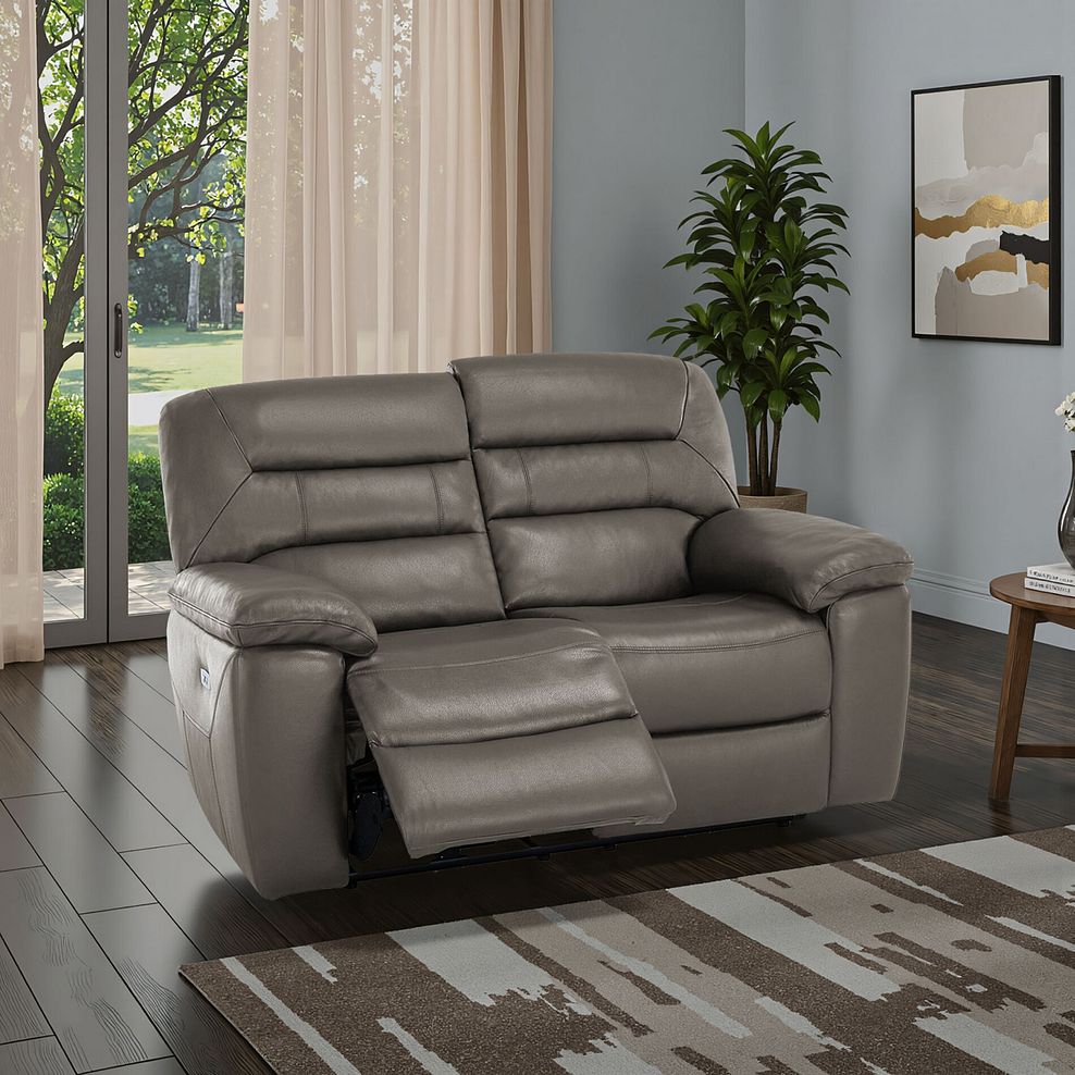 Hastings 2 Seater Electric Recliner Sofa in Dark Grey Leather 1