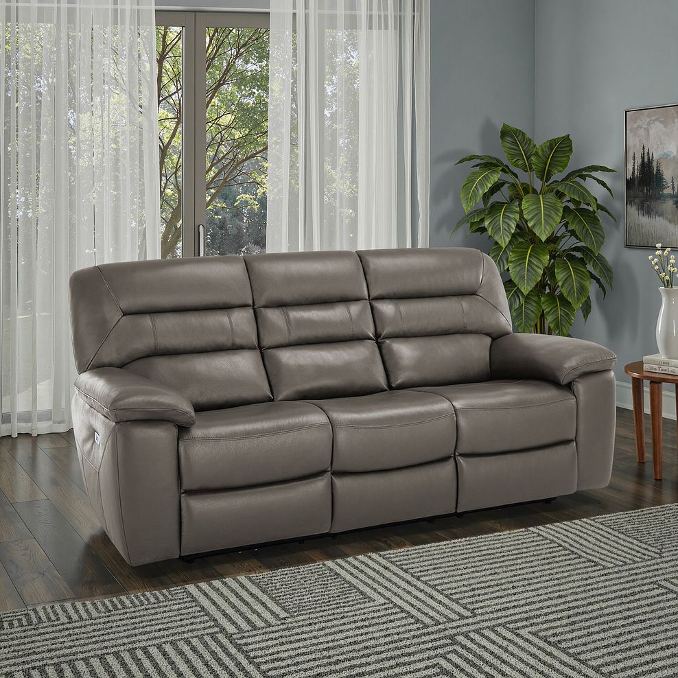 Hastings 3 Seater Electric Recliner Sofa in Dark Grey Leather 1