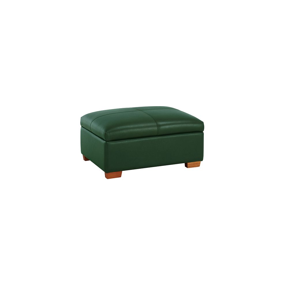 Hastings Storage Footstool in Green Leather 1