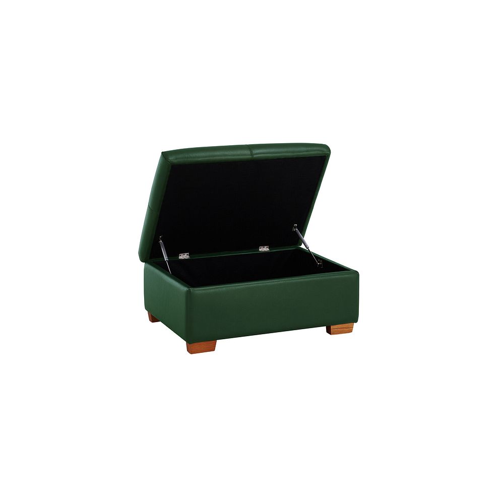 Hastings Storage Footstool in Green Leather 3