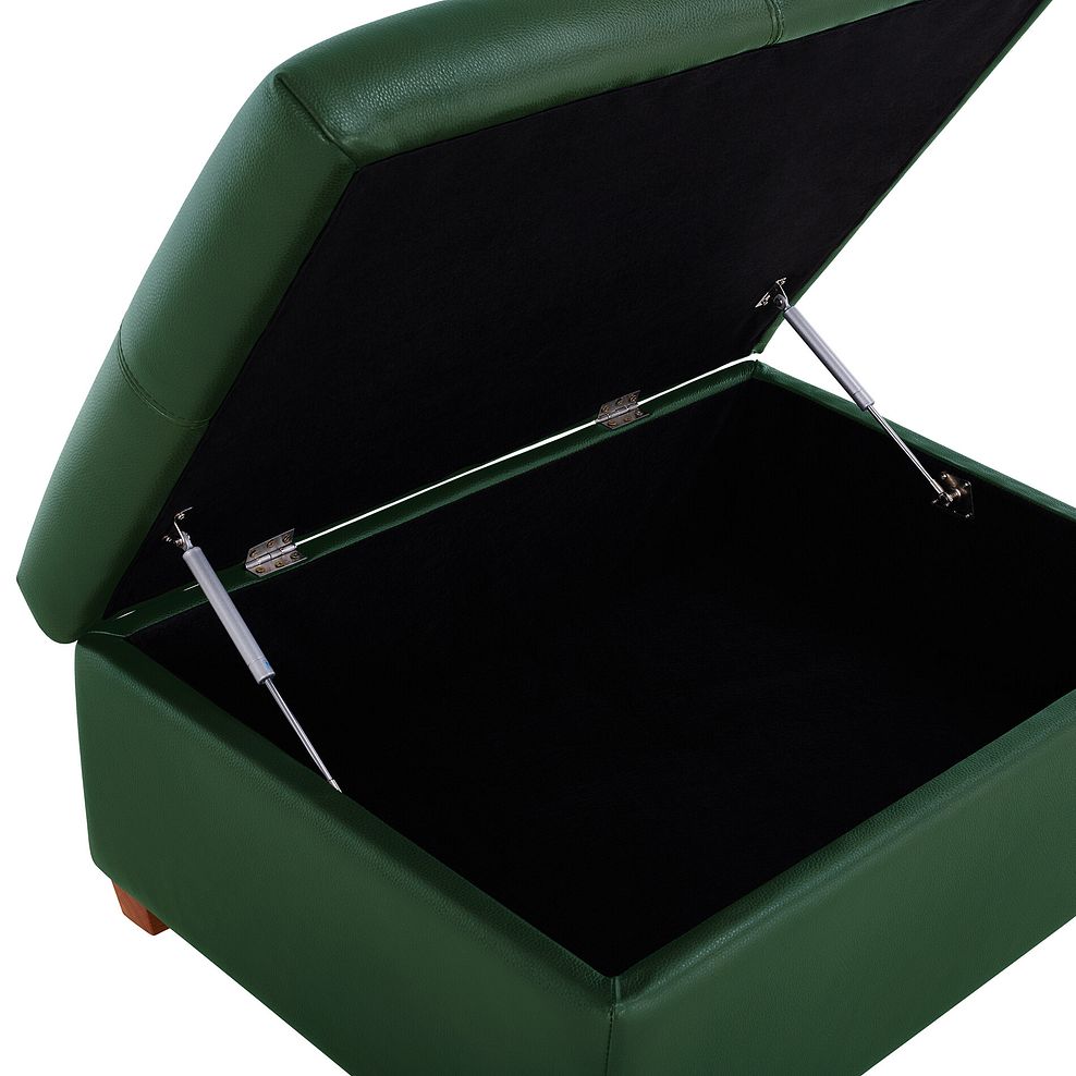 Hastings Storage Footstool in Green Leather 6