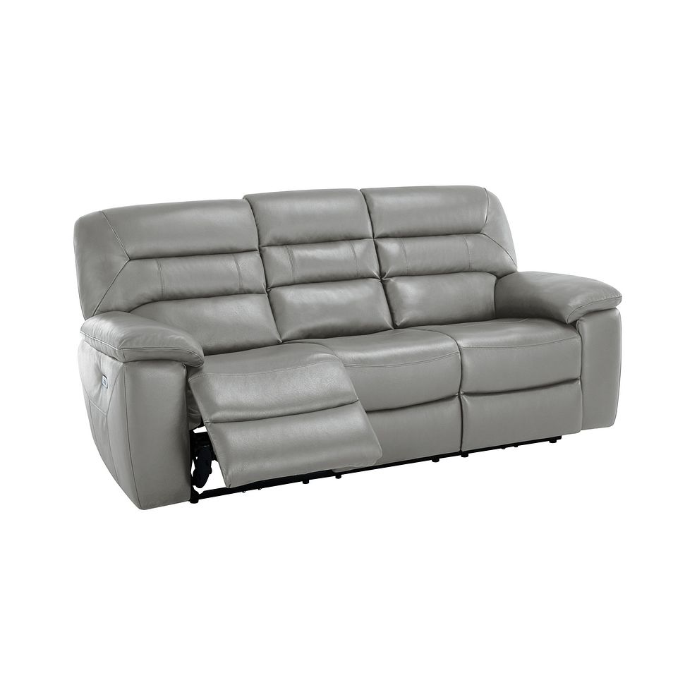 Hastings 3 Seater Electric Recliner Sofa in Light Grey Leather 3