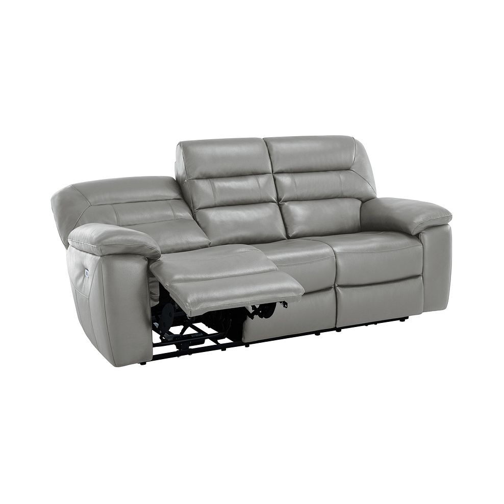 Hastings 3 Seater Electric Recliner Sofa in Light Grey Leather 4