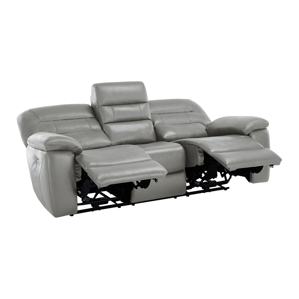 Hastings 3 Seater Electric Recliner Sofa in Light Grey Leather 5