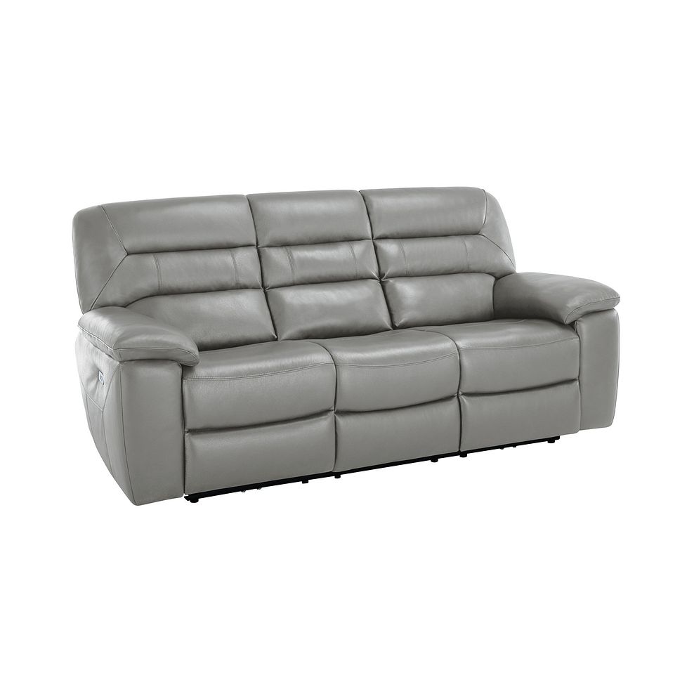 Hastings 3 Seater Electric Recliner Sofa in Light Grey Leather 1