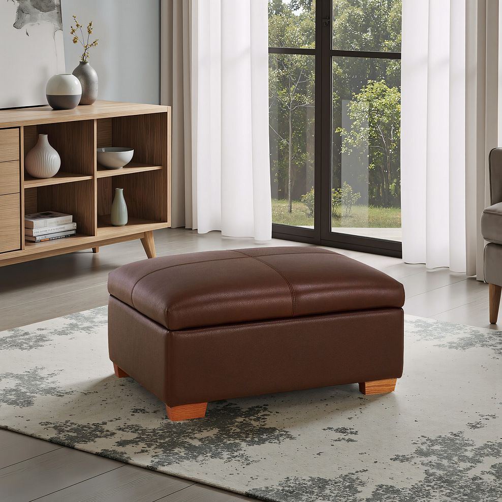 Hastings Storage Footstool in Tan Leather 1