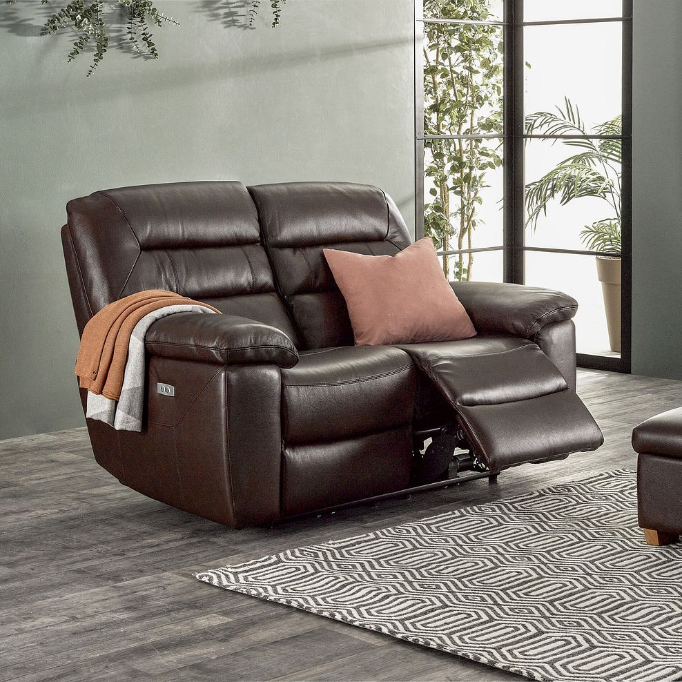 Hastings 2 Seater Electric Recliner Sofa in Two Tone Brown Leather 1