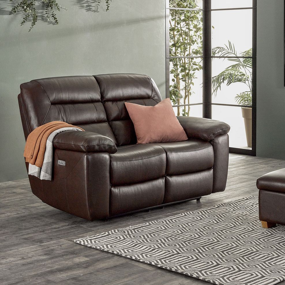 Hastings 2 Seater Electric Recliner Sofa in Two Tone Brown Leather 3